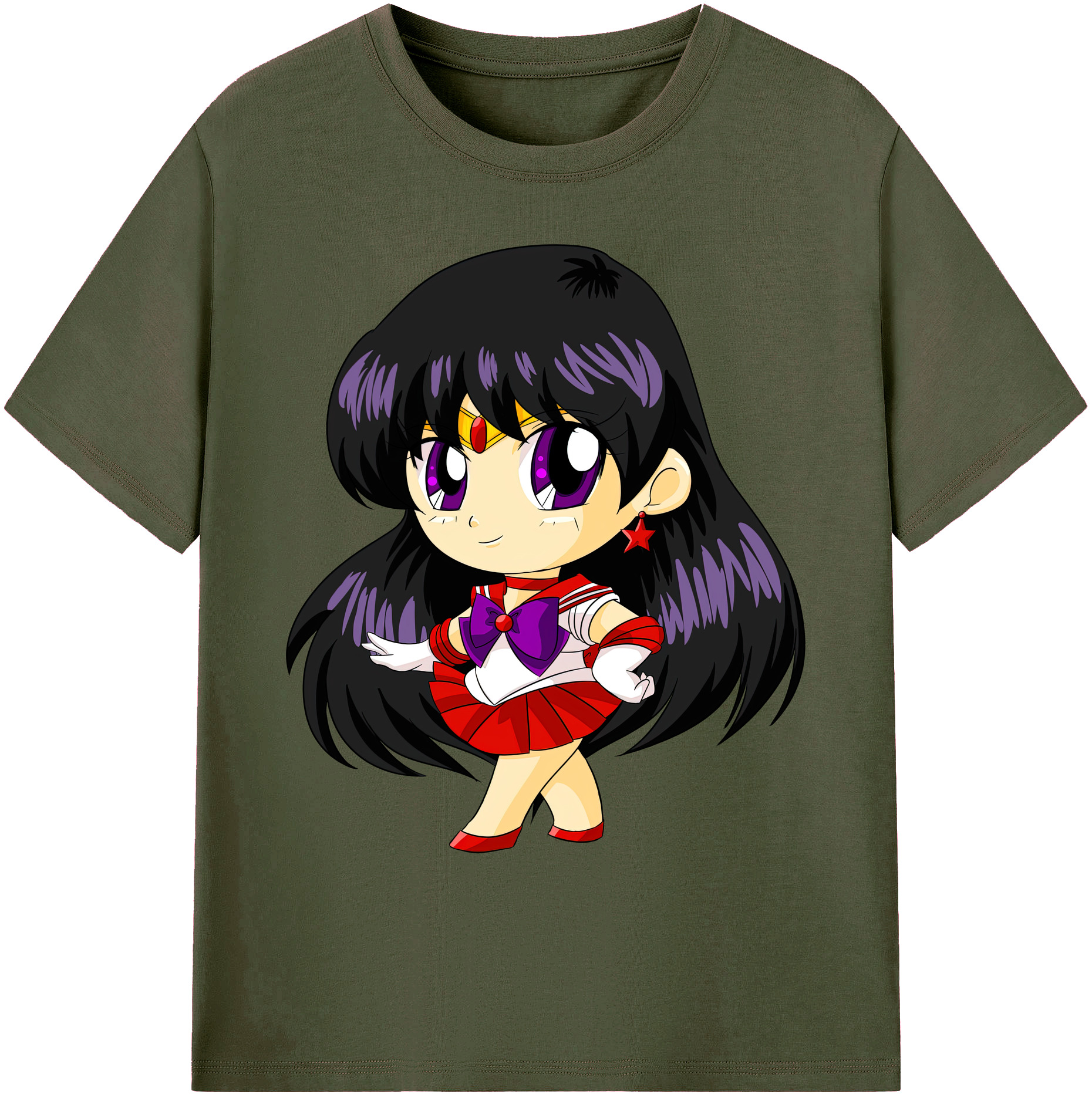 （画像用） 美少女戦士セーラームーン 火野レイ ひの レイ Sailor Moon Hino Rei （セーラーマーズ,Sailor Mars） 綿100％ メンズ半袖Tシャツ｜肌触りやわらか＆通気性